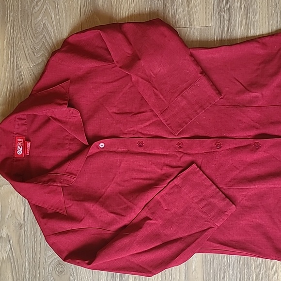 EZS by Haggar Red Crop Sleeve Button Down Blouse Size Medium - Picture 4 of 8